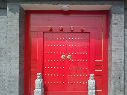 凤城中国传统四合院系列朱红色中式木制大门木作